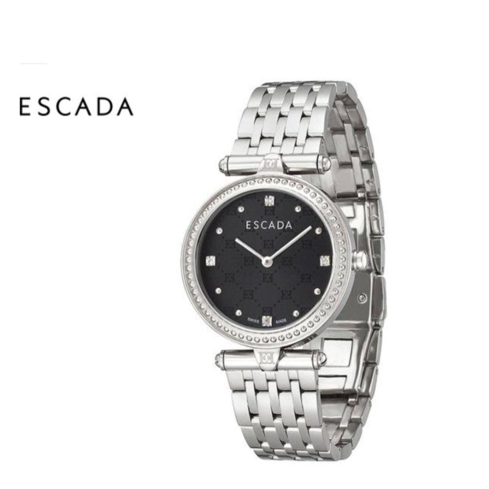 Escada Vanessa Stainless Steel Mini Diamond Watch Silver Black